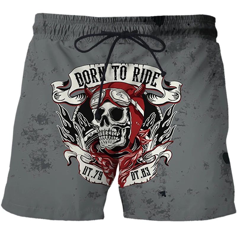 Shorts Men Casual Shorts Horror Skull Pattern Beach 3D Printed Shorts