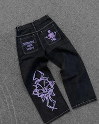 Thumbnail for American retro jeans with embroidery decoration for men and women