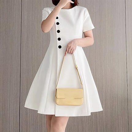 ZANZEA Korean Style Party Dress Vintage Collect Waist A-line Vestidos