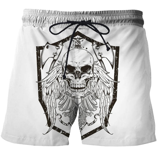 Shorts Men Casual Shorts Horror Skull Pattern Beach 3D Printed Shorts