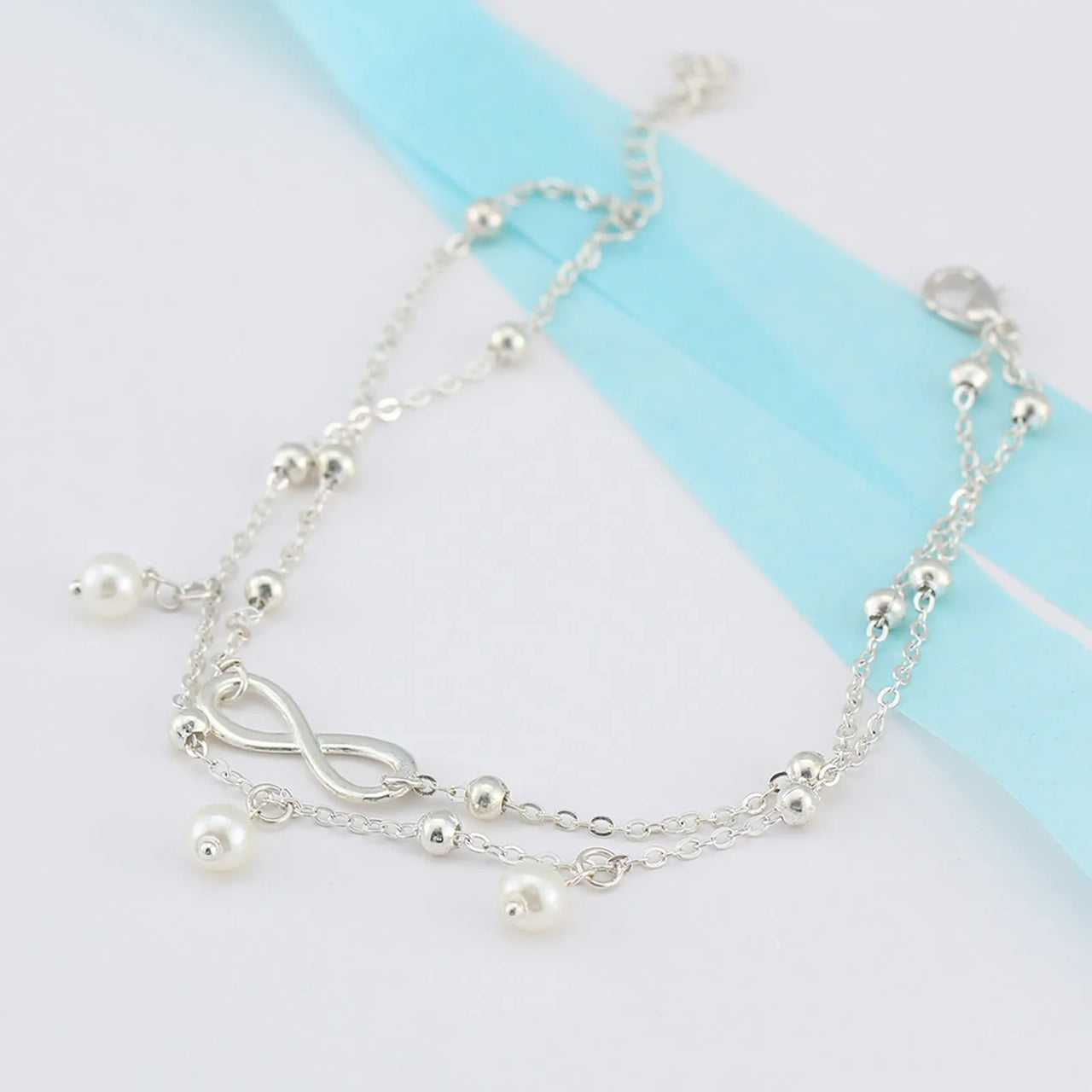 Boho Double Layer Anklets For Women Pearl Streaming Pendant Foot