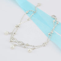 Thumbnail for Boho Double Layer Anklets For Women Pearl Streaming Pendant Foot