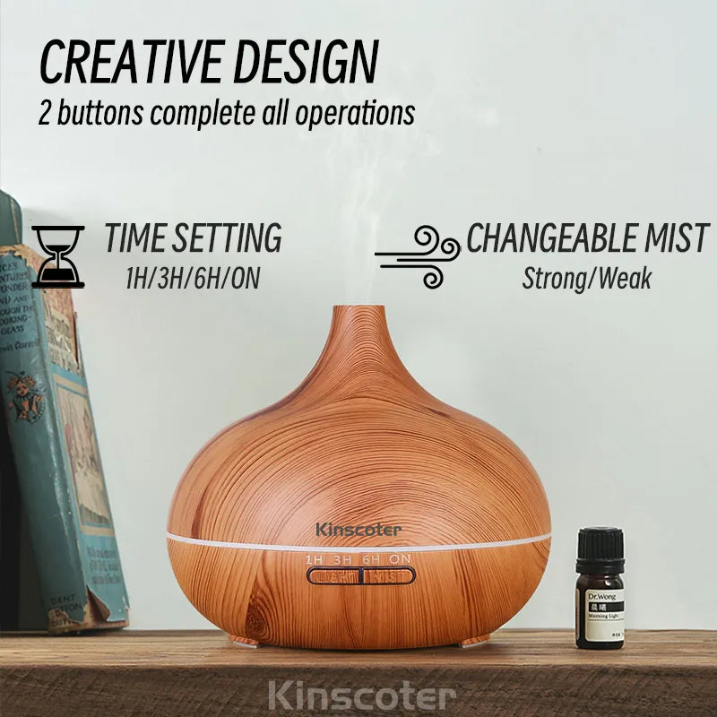 High Quality 500ml Aromatherapy Essential Oil Diffuser Wood Grain