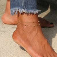 Thumbnail for Boho Double Layer Anklets For Women Pearl Streaming Pendant Foot