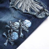 Thumbnail for New Slim-Fit Fashion Embroidered Applique Men's Jeans Mid-Waist