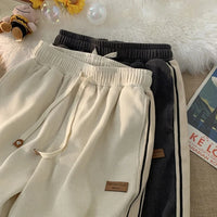 Thumbnail for QWEEK Baggy Striped Corduroy Sweatpants Women Streetwear Sporty Casual