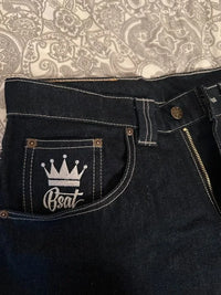 Thumbnail for Y2k Street Casual Hip Hop Punk Crown Fashion Print Baggy Blue Jeans