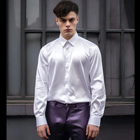 Thumbnail for Men's Satin Luxury Dress Shirts Fashion Silk Smooth Male Tuxedo Shirt