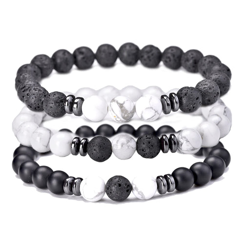 8mm 3 pcs/Set Natural Stone Beads Bracelet For Men Tiger Eys Black