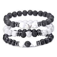 Thumbnail for 8mm 3 pcs/Set Natural Stone Beads Bracelet For Men Tiger Eys Black