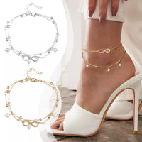 Thumbnail for Boho Double Layer Anklets For Women Pearl Streaming Pendant Foot