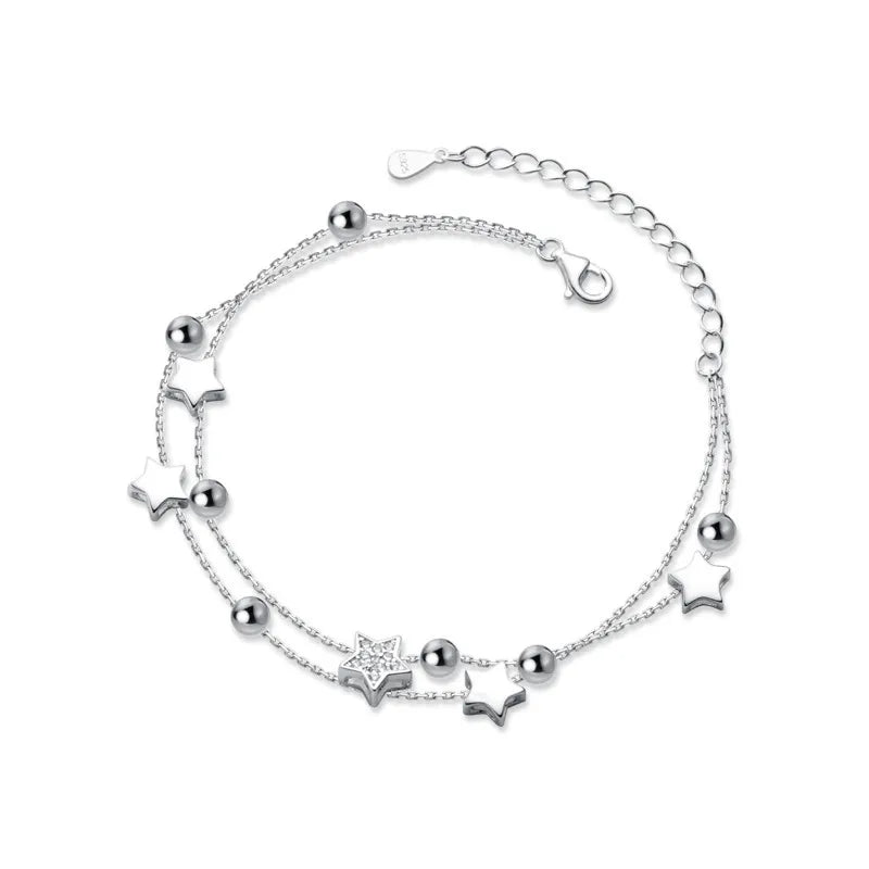 VENTFILLE 925 Sterling Silver Star Bracelet Fashion Korean