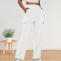 Thumbnail for Elastic Waist Cargo Sweatpants Solid Color Women Straight Leg Pants