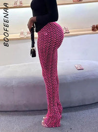 Thumbnail for BOOFEENAA Black and White Wave Striped Knitted Pant for Woman Y2k