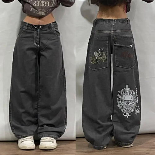 High Street Hip Hop Retro Blue Distressed Striped Denim Loose Pants