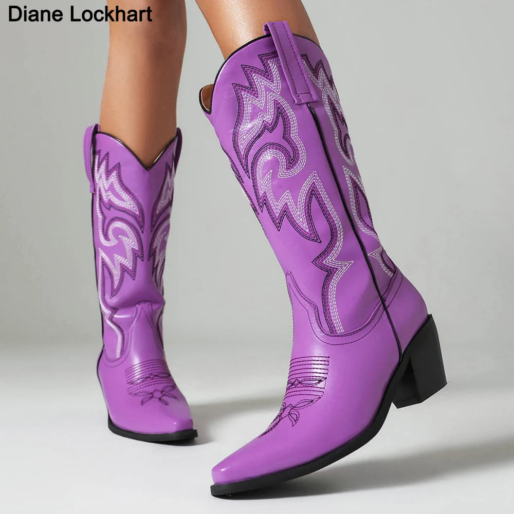 Pink Cowboy Cowgirl Woman Boots for Women 2023 Retro Western