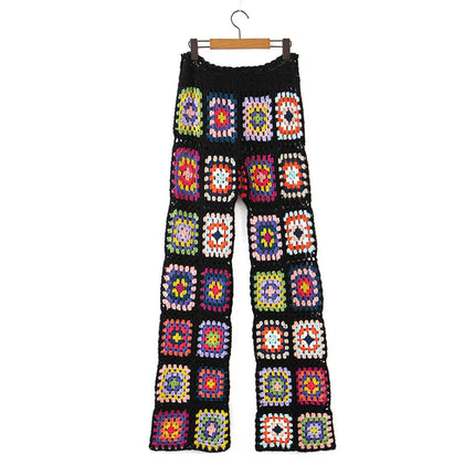 Fitshinling Bohemian Vintage Pants Handmade Crochet Patchwork