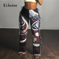 Thumbnail for Echoine Women Print Side Tassel Autumn Pants High Waist Activewear