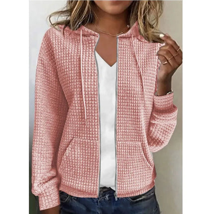 Elegant And Fashionable Plaid New Casual Style Loose Zippered Hooded