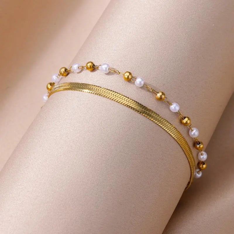 Anklets for Women Summer Beach Accessories Stainless Steel Imitation