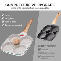 Thumbnail for 4 Hole Omelet Pan Frying Pot with Lid Thickened Steak Cooking Pan Bread