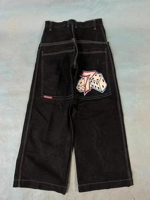 American retro jeans with embroidery decoration for men and women