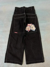 Thumbnail for American retro jeans with embroidery decoration for men and women