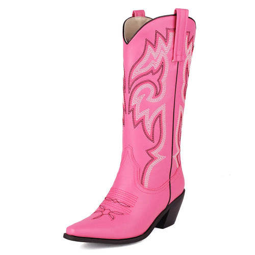 Pink Cowboy Cowgirl Woman Boots for Women 2023 Retro Western