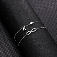 Thumbnail for Bohemia A-Z Letter Initial Anklet For Women Silver Color Initial Heart