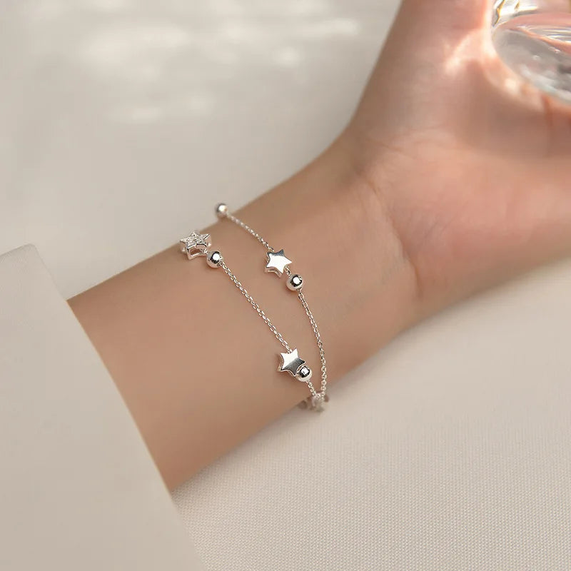 VENTFILLE 925 Sterling Silver Star Bracelet Fashion Korean