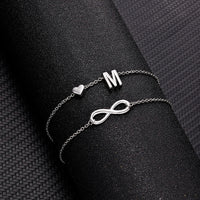 Thumbnail for Bohemia A-Z Letter Initial Anklet For Women Silver Color Initial Heart