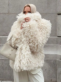 Thumbnail for Women Fashion Warm Faux Fur Coat 2023 Winter Turn-down Collar Long