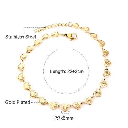 LUXUSTEEL Women’s Mini Heart Chain Anklet Gold Color Stainless Steel