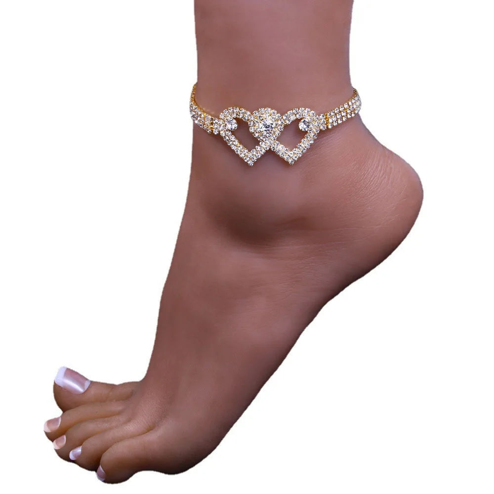 Fashion Rhinestone Chain Anklets For Women Luxury Shining Ankle