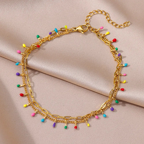 Anklets for Women Summer Beach Accessories Stainless Steel Imitation