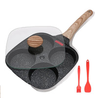 Thumbnail for 4 Hole Omelet Pan Frying Pot with Lid Thickened Steak Cooking Pan Bread