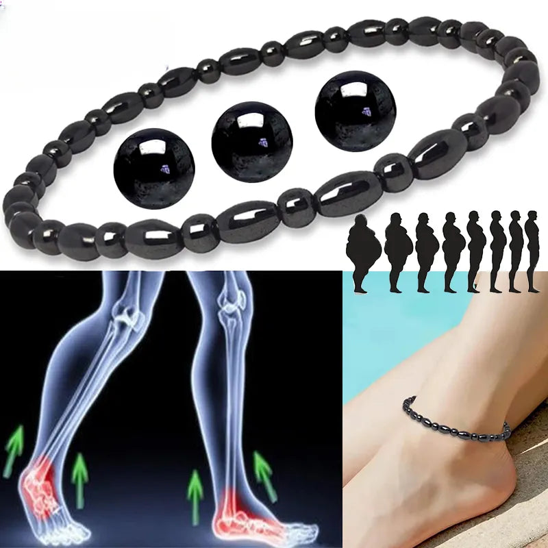 Magnetic Weight Loss Effective Anklet Bracelet Black Gallstone