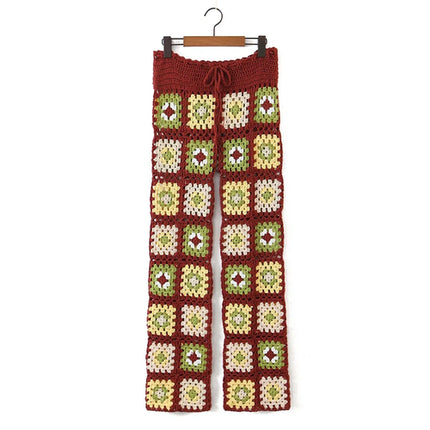 Fitshinling Bohemian Vintage Pants Handmade Crochet Patchwork