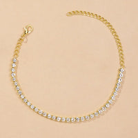 Thumbnail for XSBODY Simple Rhinestone Tennis Chain Anklet Foot for Women Summer