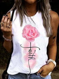 Thumbnail for Women's Sleeveless Vest White T-shirt