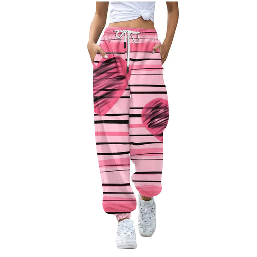 Baggy Sweatpants Women Streetwear Valentine's Day Hearts print Fashion