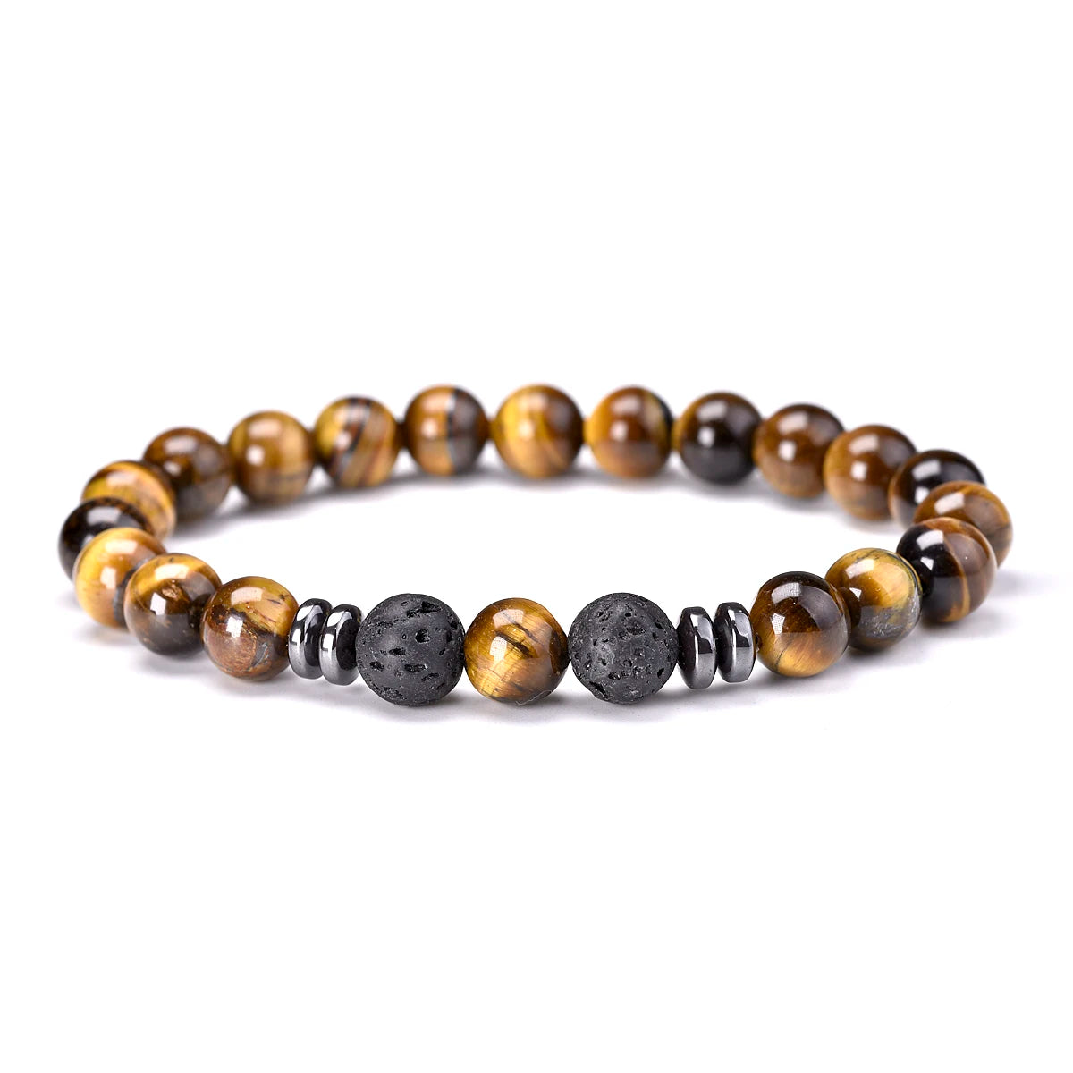 8mm 3 pcs/Set Natural Stone Beads Bracelet For Men Tiger Eys Black