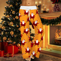 Thumbnail for Christmas Printed Pants Women Vintage Elastic High Waist Drawstring