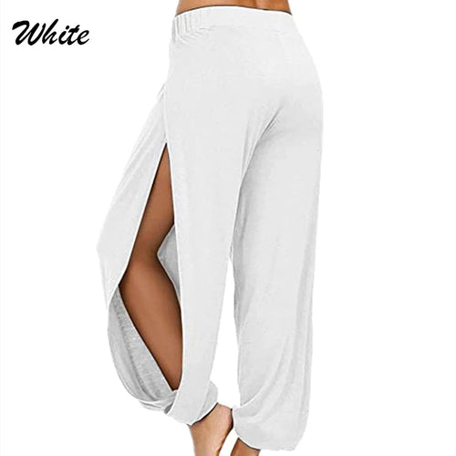 Women Fashion Yoga Pants High Waisted Slit Wide Leg Haren Pants Gym