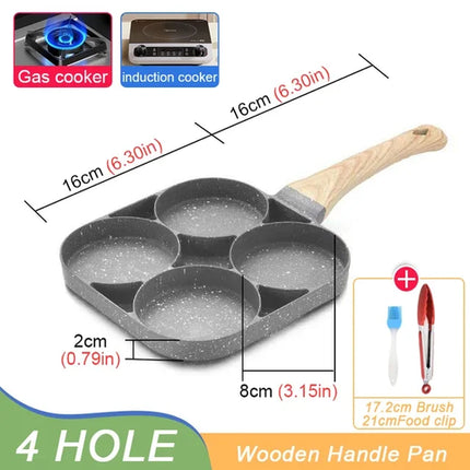 2/4 Hole Frying Pan Pan Thickened Omelette Pan Non-Stick Egg Omelette