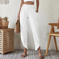 Thumbnail for Ladies Cotton Linen Harem Pants Women'S Solid Color Casual Loose Pants