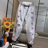 Fashion Pink Rhinestone Elastic High Waist Harem Jeans 2023 Spring