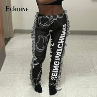 Thumbnail for Echoine Women Print Side Tassel Autumn Pants High Waist Activewear