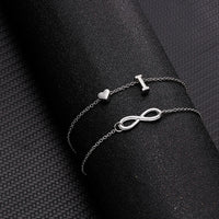 Thumbnail for Bohemia A-Z Letter Initial Anklet For Women Silver Color Initial Heart