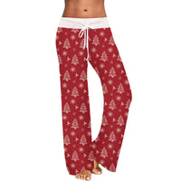 Thumbnail for Christmas Printed Pants Women Vintage Elastic High Waist Drawstring